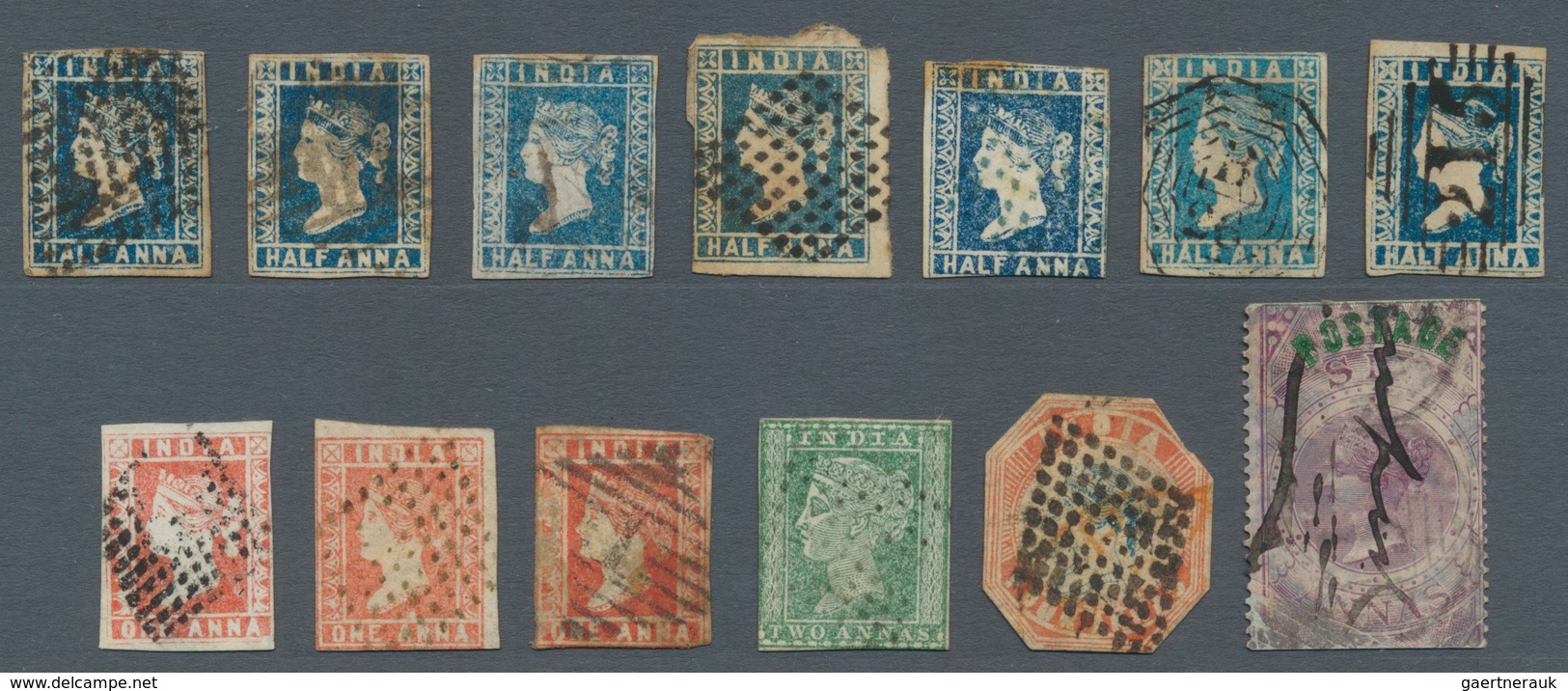 Indien: 1854-1866 Group Of 11 Lithographs, An 1854 2a. Green And 1866 Provisional, With Seven Single - Andere & Zonder Classificatie