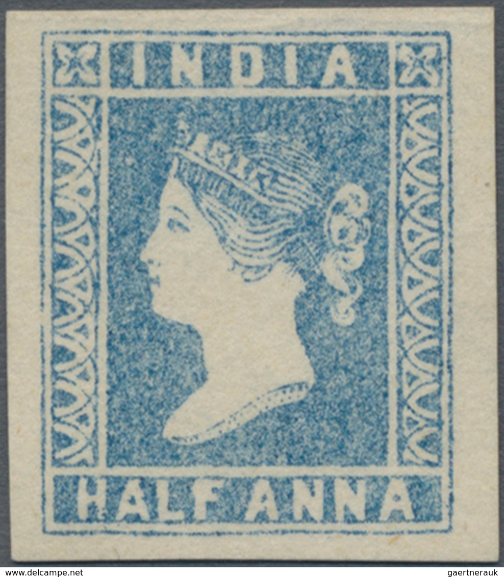 Indien: 1854 Lithographed ½a. Pale Blue, Die I, Unused Without Gum As Issued, With Even Wide Margins - Sonstige & Ohne Zuordnung