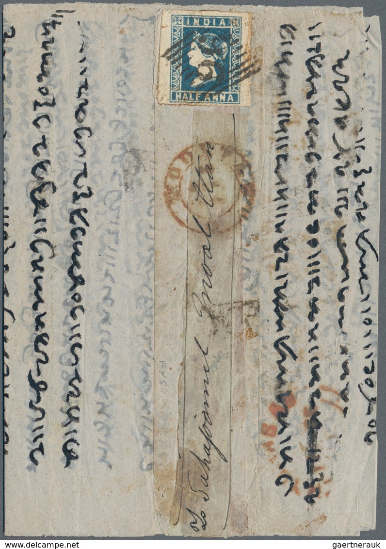 Indien: 1854 QV ½a. Blue Used On Entire Letter From Hyderabad To Mooltan, Tied By Numeral "96", And - Sonstige & Ohne Zuordnung