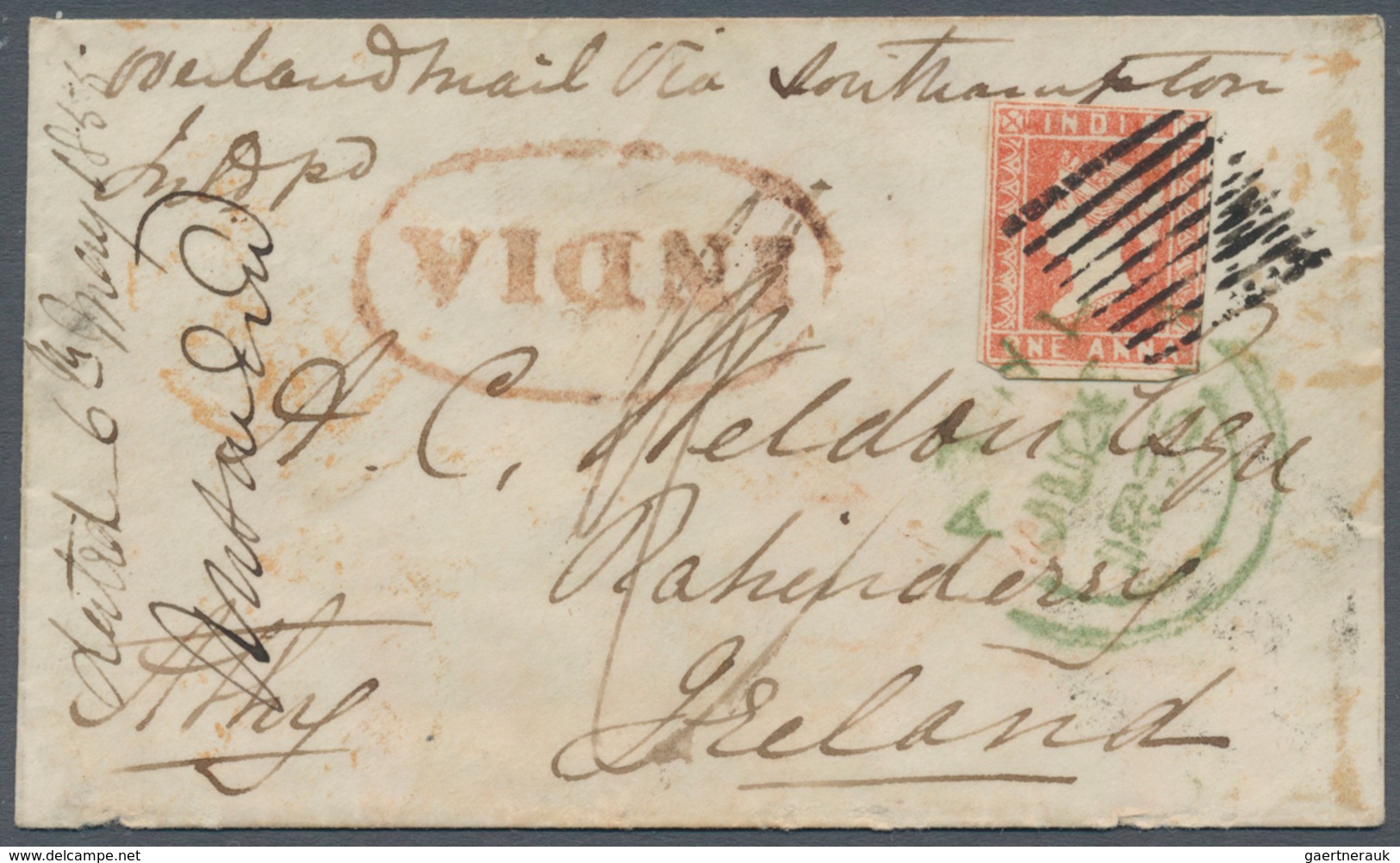 Indien: 1855 Lithographed 1a. Dull Red, Die II, Used On Small Cover From Jaulnah To Rahinderry Near - Other & Unclassified