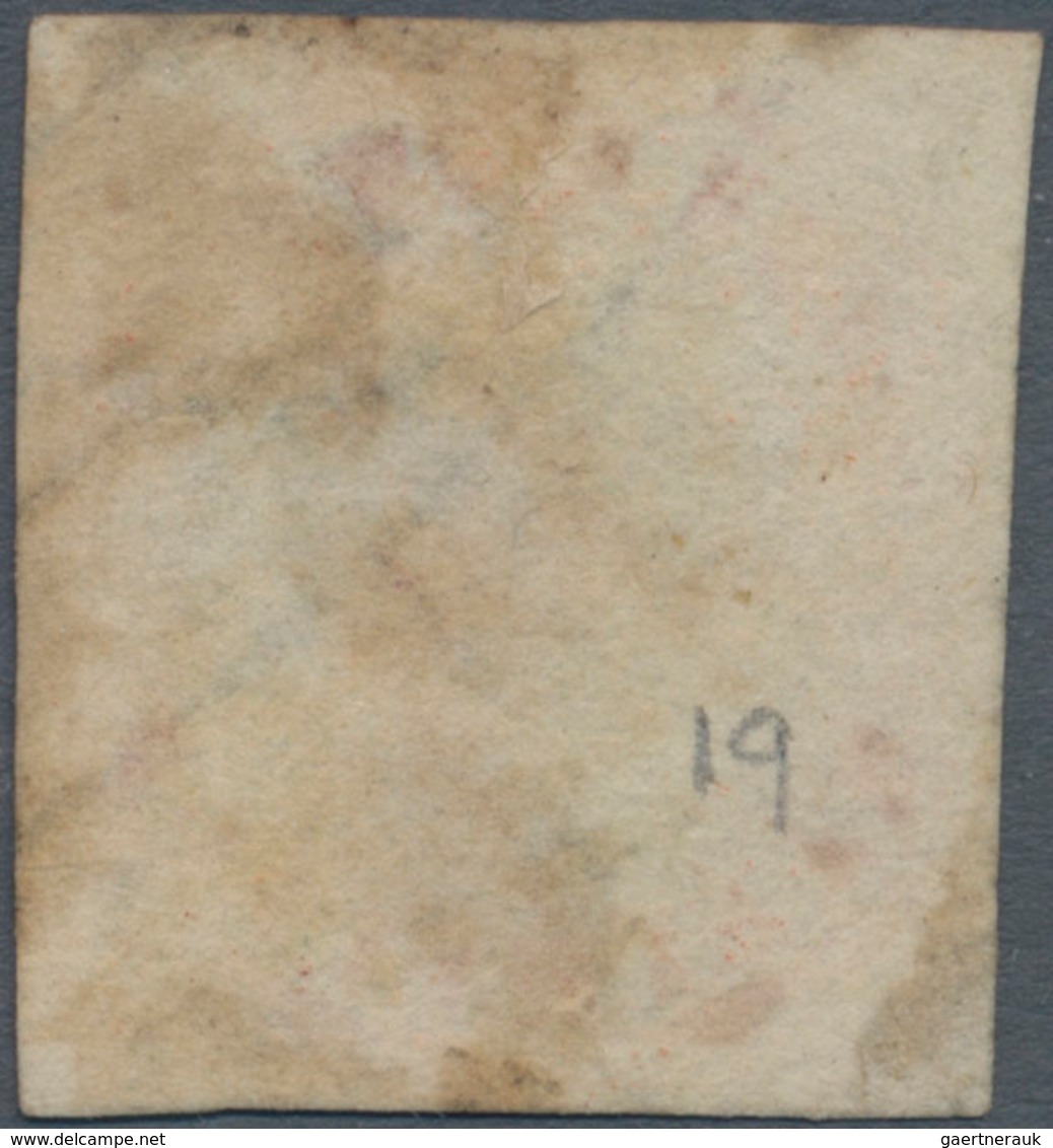 Indien: 1854-55 Litho 4a. Blue & Red From The 4th Printing, Sheet Pos. 19, Used And Cancelled By Num - Sonstige & Ohne Zuordnung