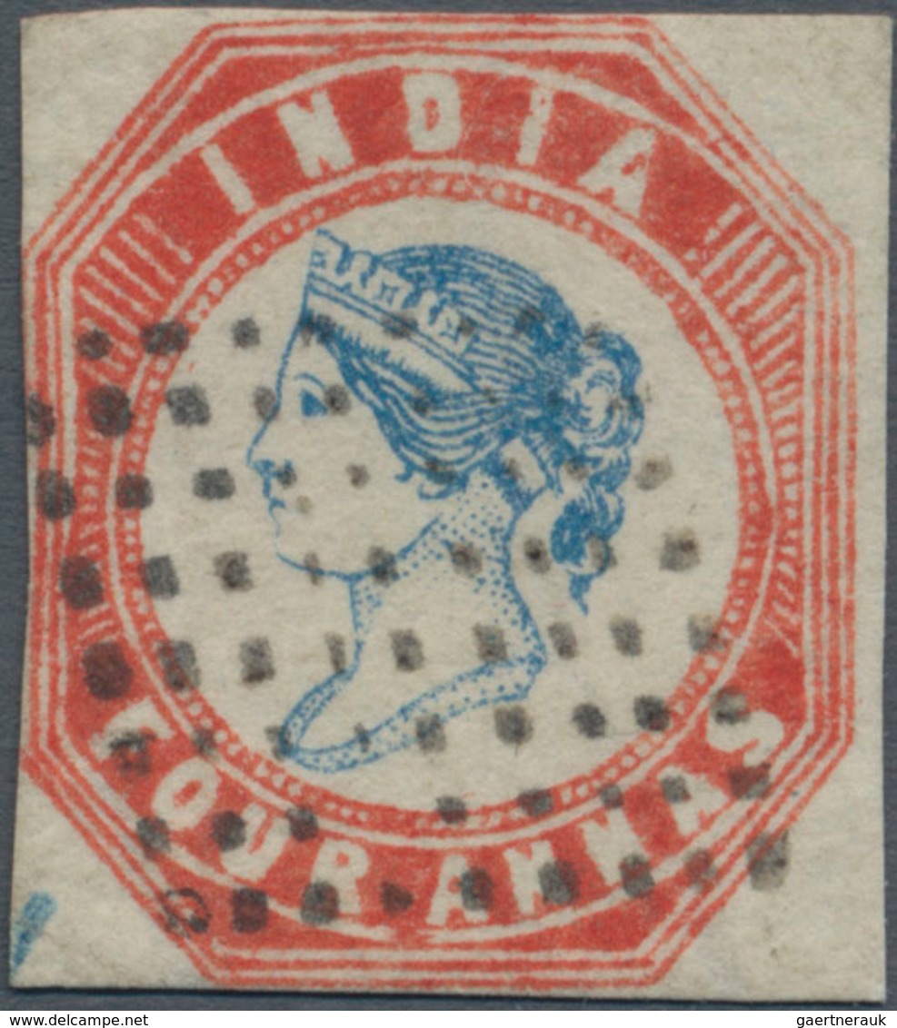 Indien: 1854-55 Litho 4a. Blue & Red, 4th Printing, Sheet Pos. 13, Used And Cancelled By Diamond Of - Andere & Zonder Classificatie