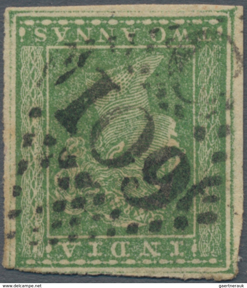 Indien: 1854 Typographed 2a. Green With Almost Complete Outer Framelines, Used At Porto Novo And Can - Altri & Non Classificati