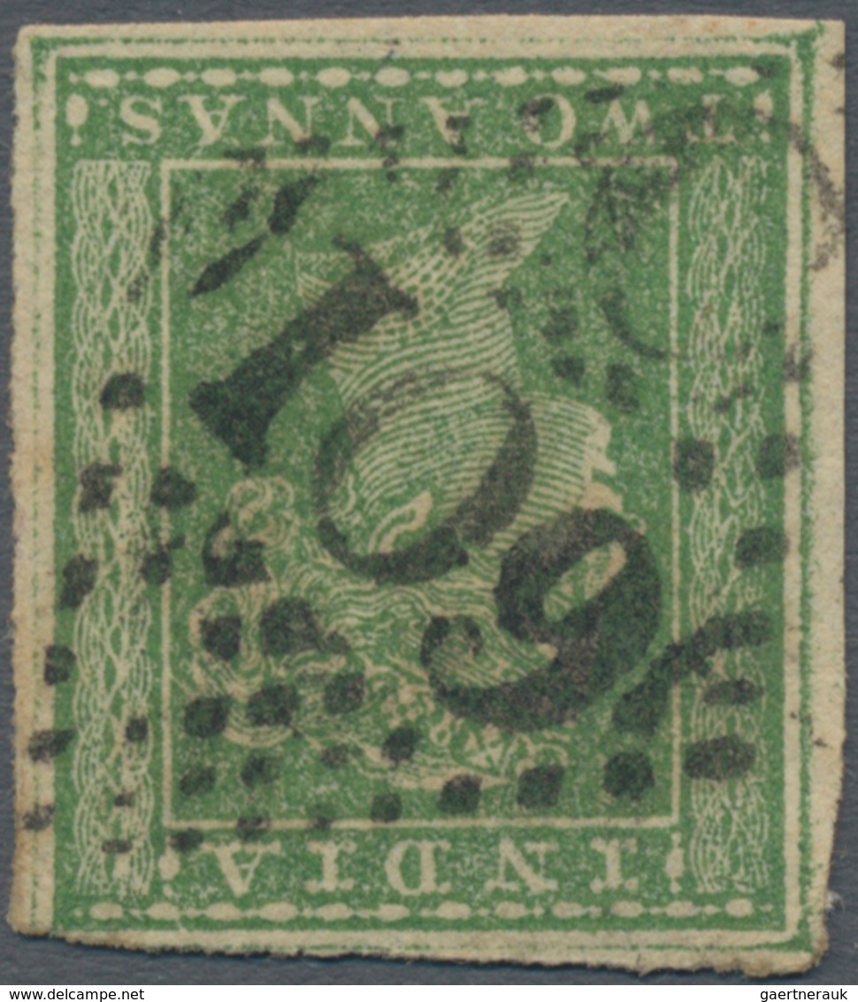 Indien: 1854 Typographed 2a. Green With Almost Complete Outer Framelines, Used At Porto Novo And Can - Other & Unclassified