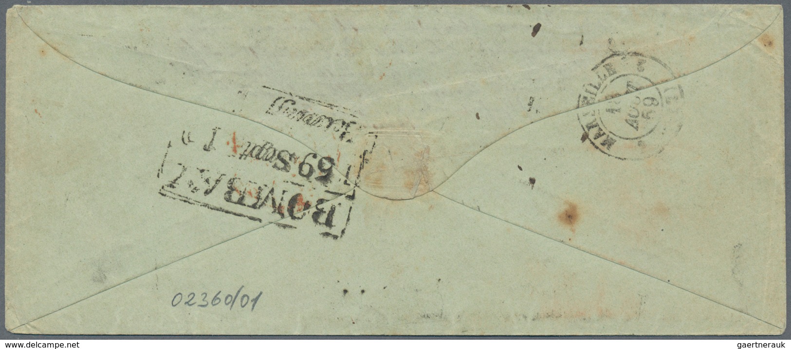 Indien: 1859 Cover From Bremen (T&T P.O.) To CANNANORE Per Overland Mail Via France, Bearing "BREMEN - Andere & Zonder Classificatie