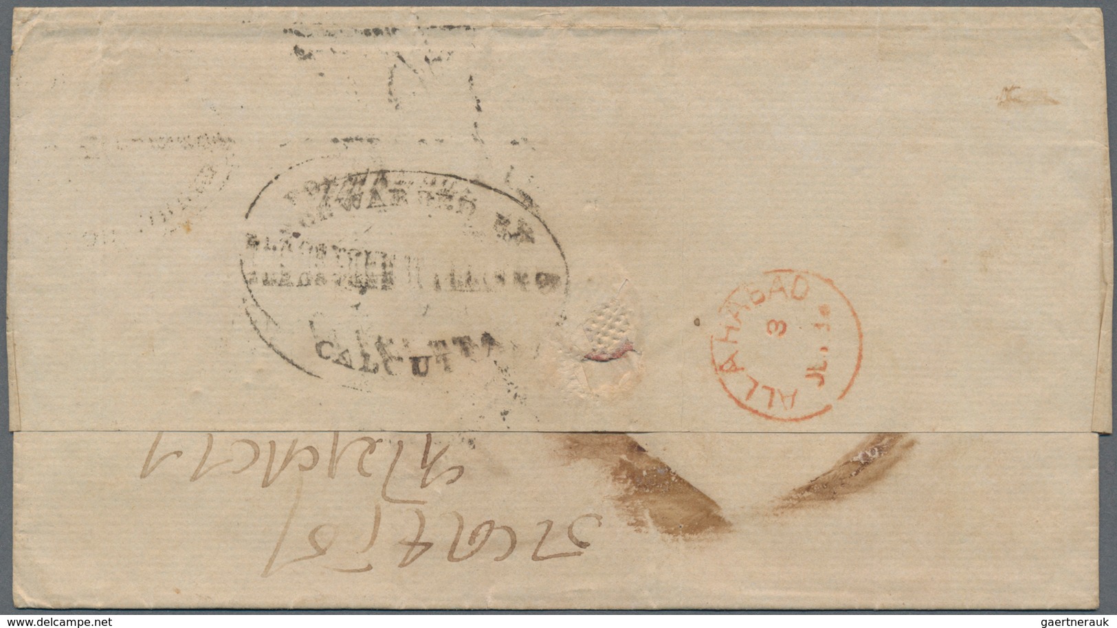 Indien: 1864 Forwarded Cover From Calcutta To Allahabad Franked By 1863 2a. Yellow (no Wmk) Tied By - Other & Unclassified