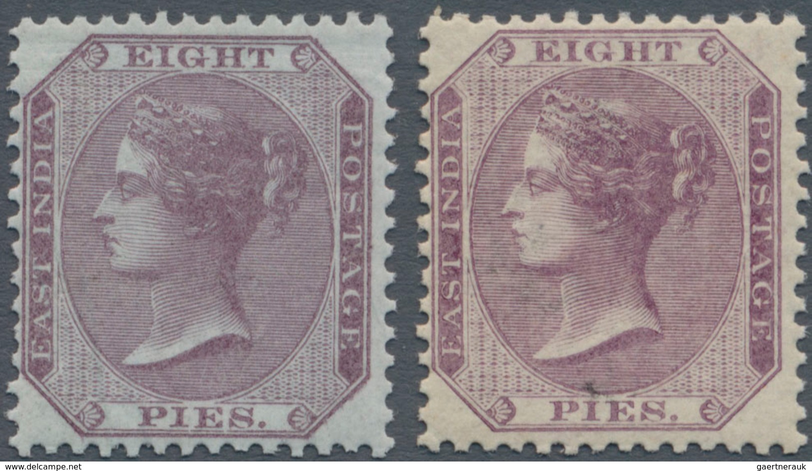 Indien: 1860 East India 8p. Purple On Bluish Paper, MINT NEVER HINGED, Few Slightly Shortened Perfs - Andere & Zonder Classificatie