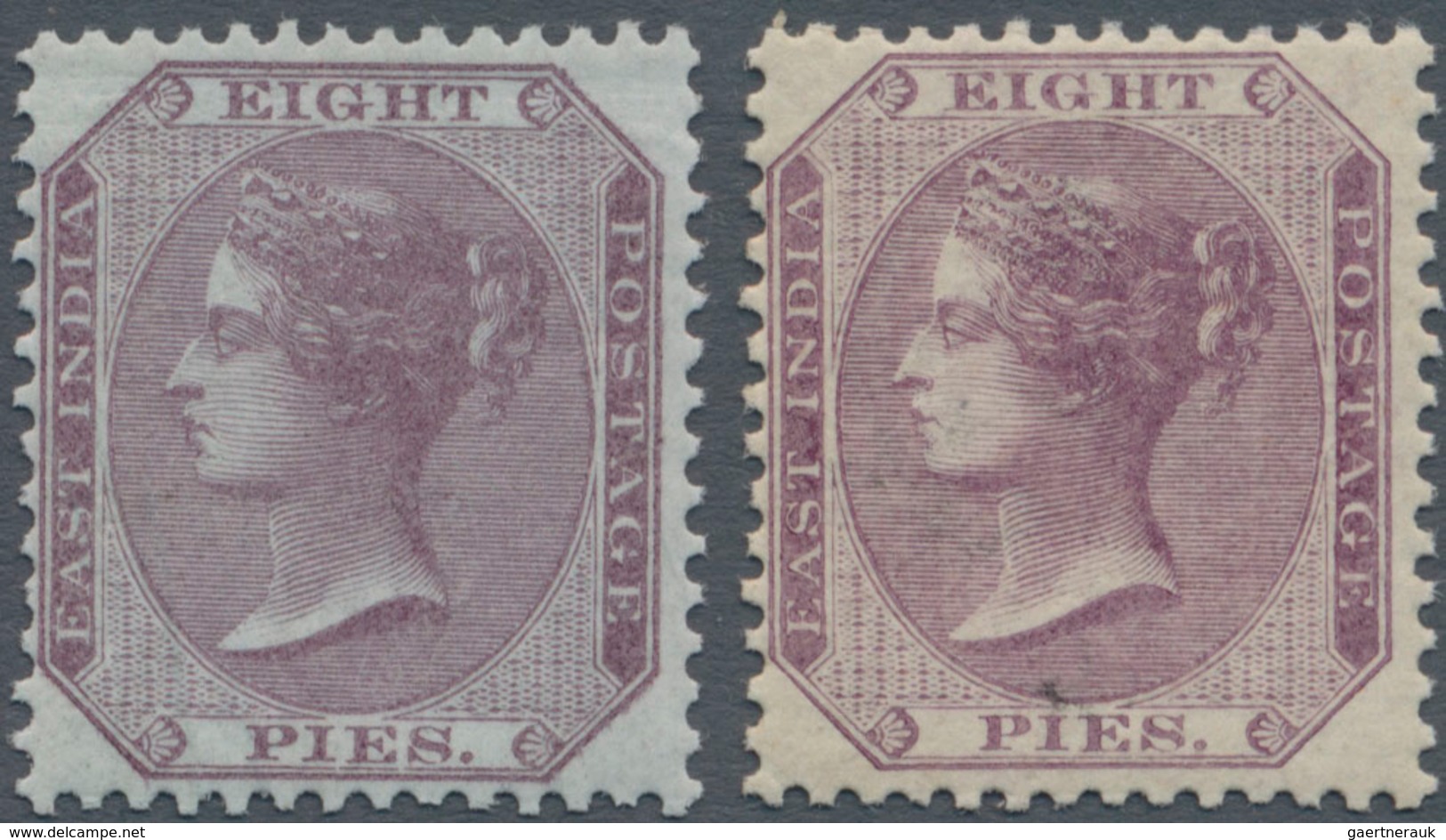 Indien: 1860 East India 8p. Purple On Bluish Paper, MINT NEVER HINGED, Few Slightly Shortened Perfs - Other & Unclassified