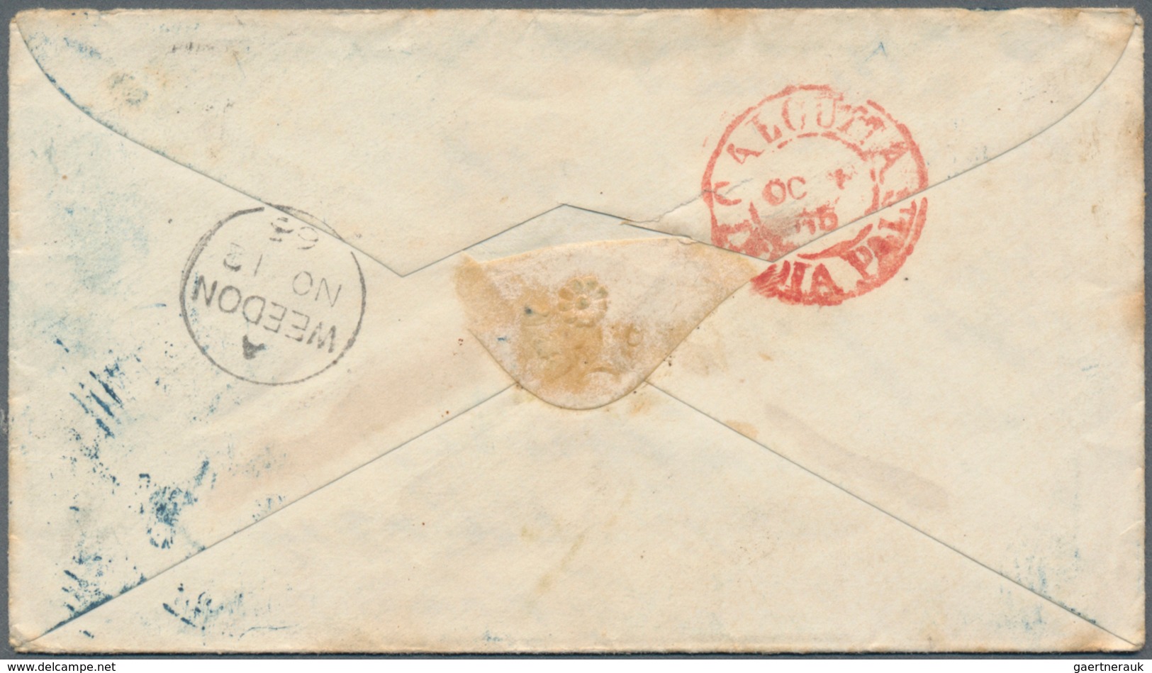 Indien: 1862/1872, Five Covers From A Correspondence To Weedon, GB Comprising Two Covers From AKYAB - Sonstige & Ohne Zuordnung