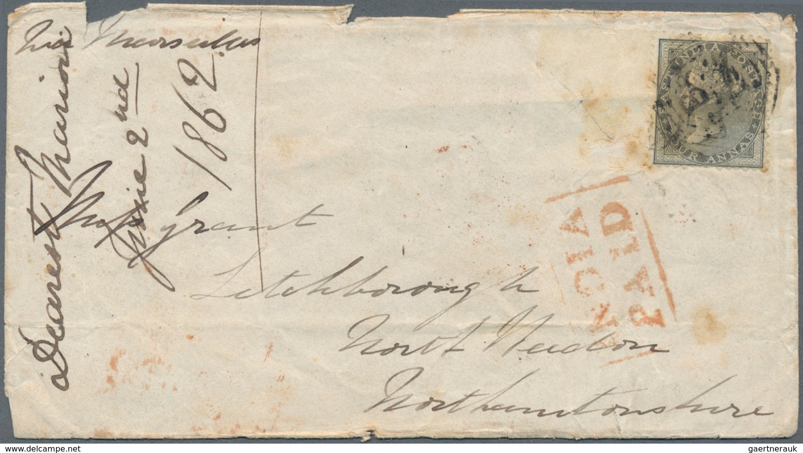 Indien: 1862/1872, Five Covers From A Correspondence To Weedon, GB Comprising Two Covers From AKYAB - Andere & Zonder Classificatie