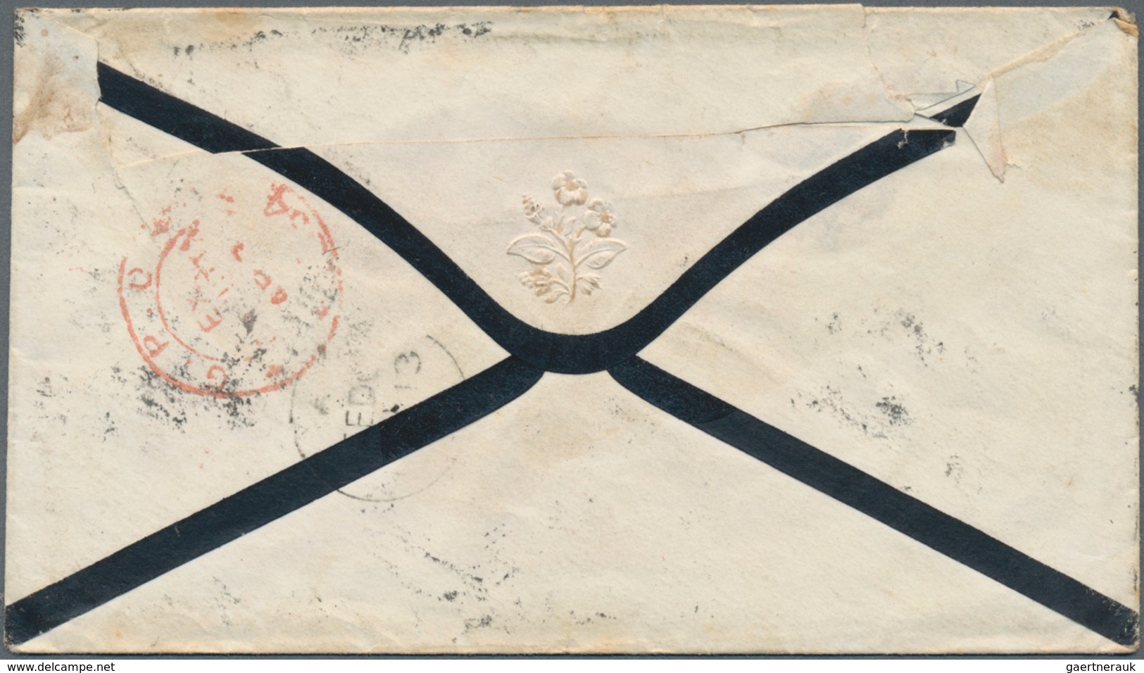 Indien: 1864, Very Decorative Mourning Cover Franked With 2 Anna Yellow, Piar And Single And 8 Pies - Sonstige & Ohne Zuordnung