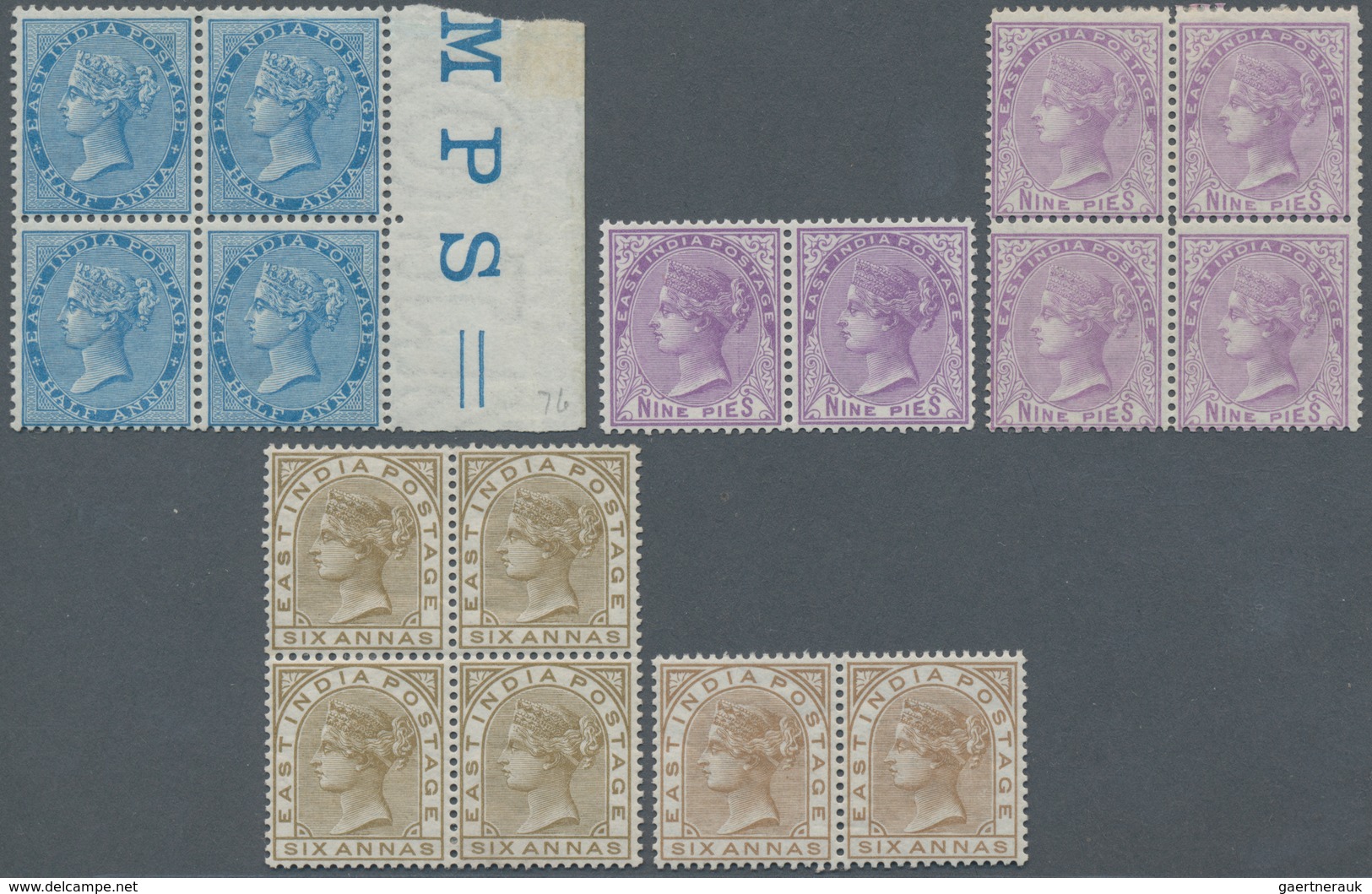 Indien: 1865-76 Group Of 43 East India Stamps Mint, 15 Different (denom. And Colour Shades), With 18 - Andere & Zonder Classificatie