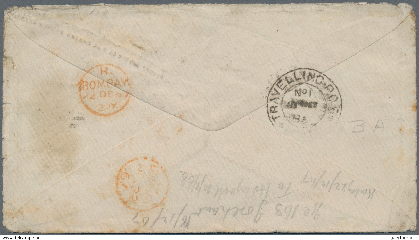 Indien: 1867 Cover From Jorehaut To Holywell, North Wales, England By Travelling P.O. And Via Bombay - Other & Unclassified