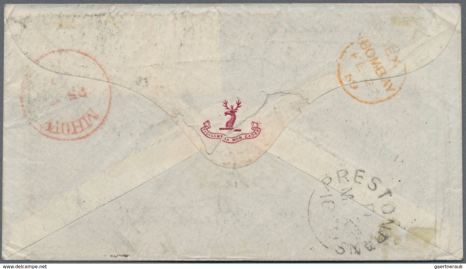 Indien: 1869 East India 6a.8p. Slate Used Along With Two Singles 1a. Pale Brown On Cover From Mhow T - Autres & Non Classés