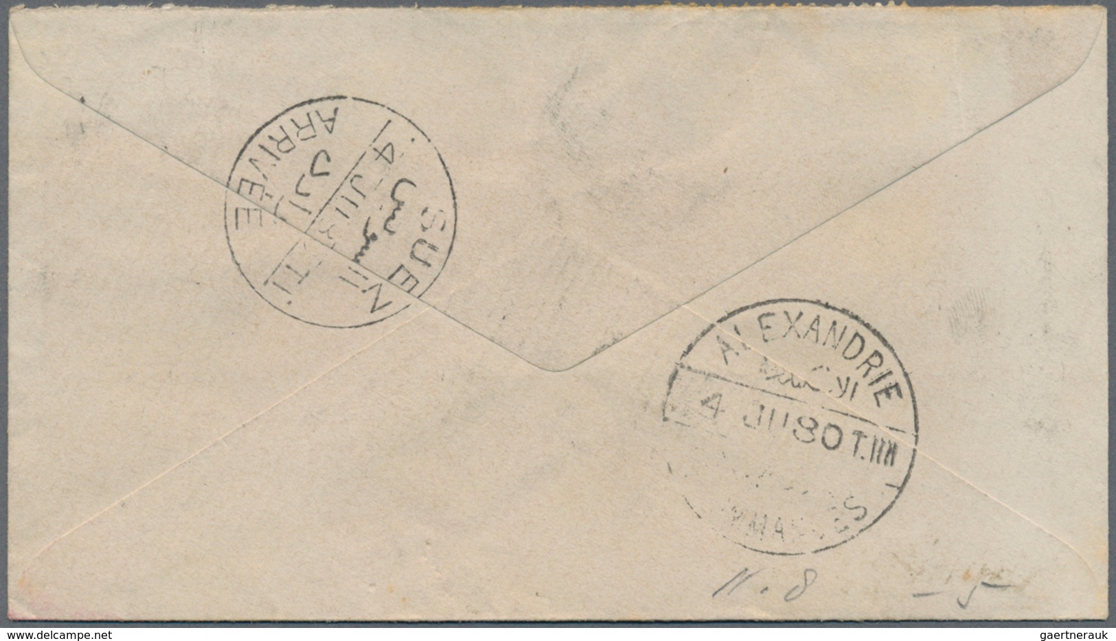 Indien: 1880 Postal Stationery Envelope ½a. Blue Used Registered From Bombay To 'Hotel D'Europe' In - Autres & Non Classés