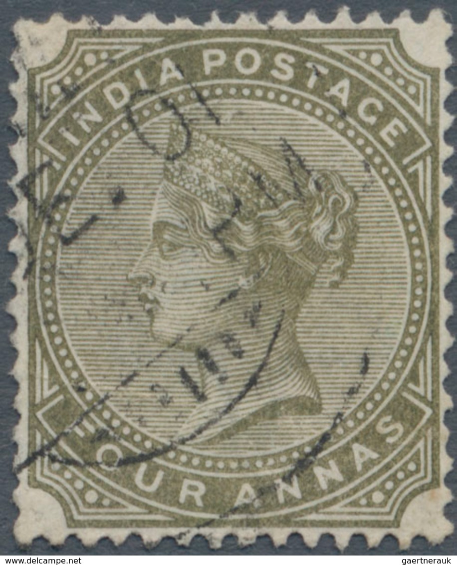 Indien: 1882 QV 4a. Slate-green, WATERMARK INVERTED, Used And Cancelled By 1901 C.d.s., With A Few S - Other & Unclassified