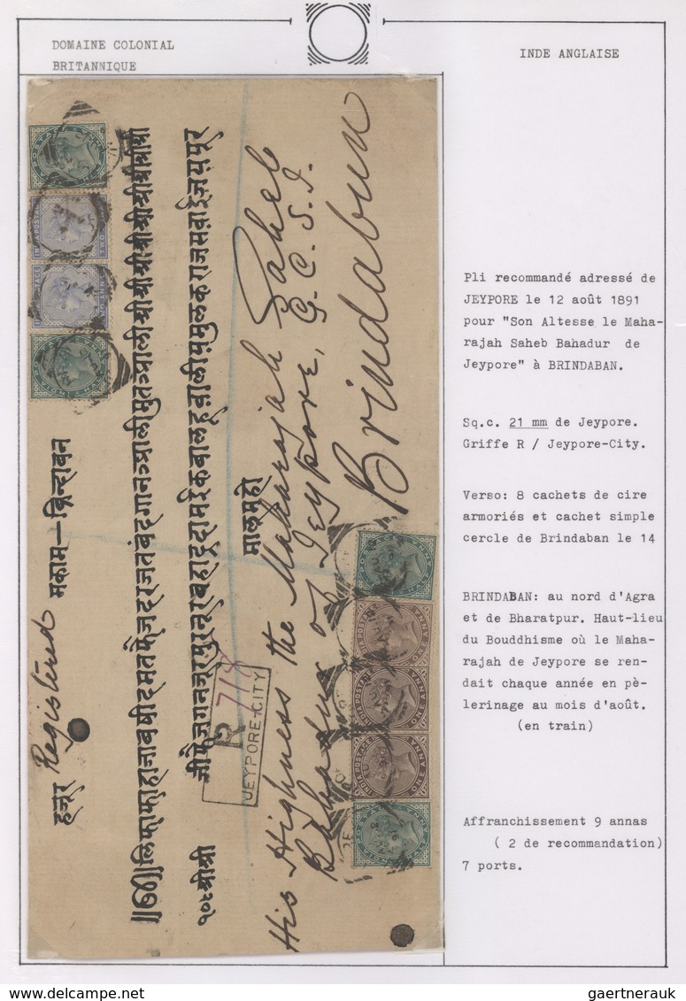 Indien: 1891 Large-size Registered Envelope Sent From Jeypore To 'His Highness The Maharajah Saheb B - Other & Unclassified