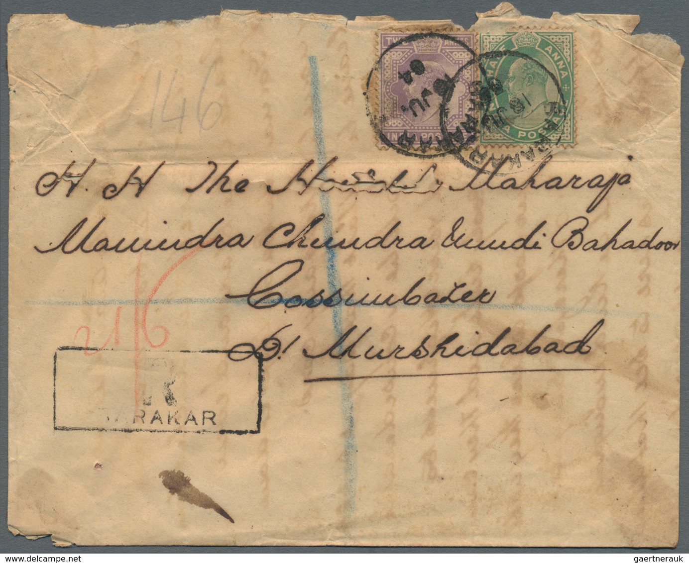 Indien: 1902-09: Five Covers (three Officials, Three Registered) To The Honorable Maharaja Manindra - Sonstige & Ohne Zuordnung