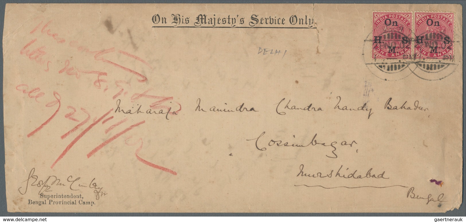 Indien: 1902-09: Five Covers (three Officials, Three Registered) To The Honorable Maharaja Manindra - Sonstige & Ohne Zuordnung