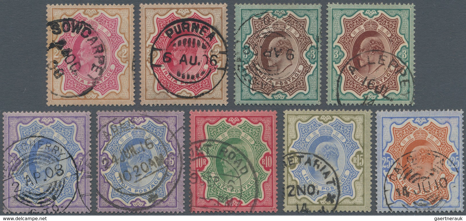 Indien: 1902-11 KEVII. High Values, From Even Two Shades Of 2r., 3r. And 5r. And Singles Of 10r., 15 - Sonstige & Ohne Zuordnung