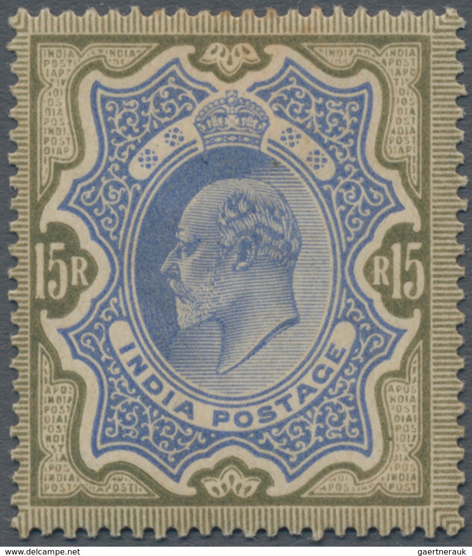 Indien: 1902-11 KEVII. 15r. Blue & Olive-brown, Mounted Mint With Large Part Original Gum, Lightly T - Sonstige & Ohne Zuordnung