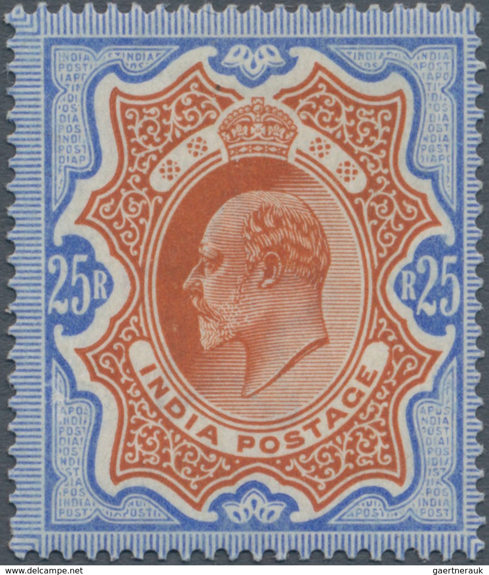 Indien: 1902-11 KEVII. 25r. Brownish Orange & Blue, MINT Lightly Hinged With Large Part Original Gum - Andere & Zonder Classificatie