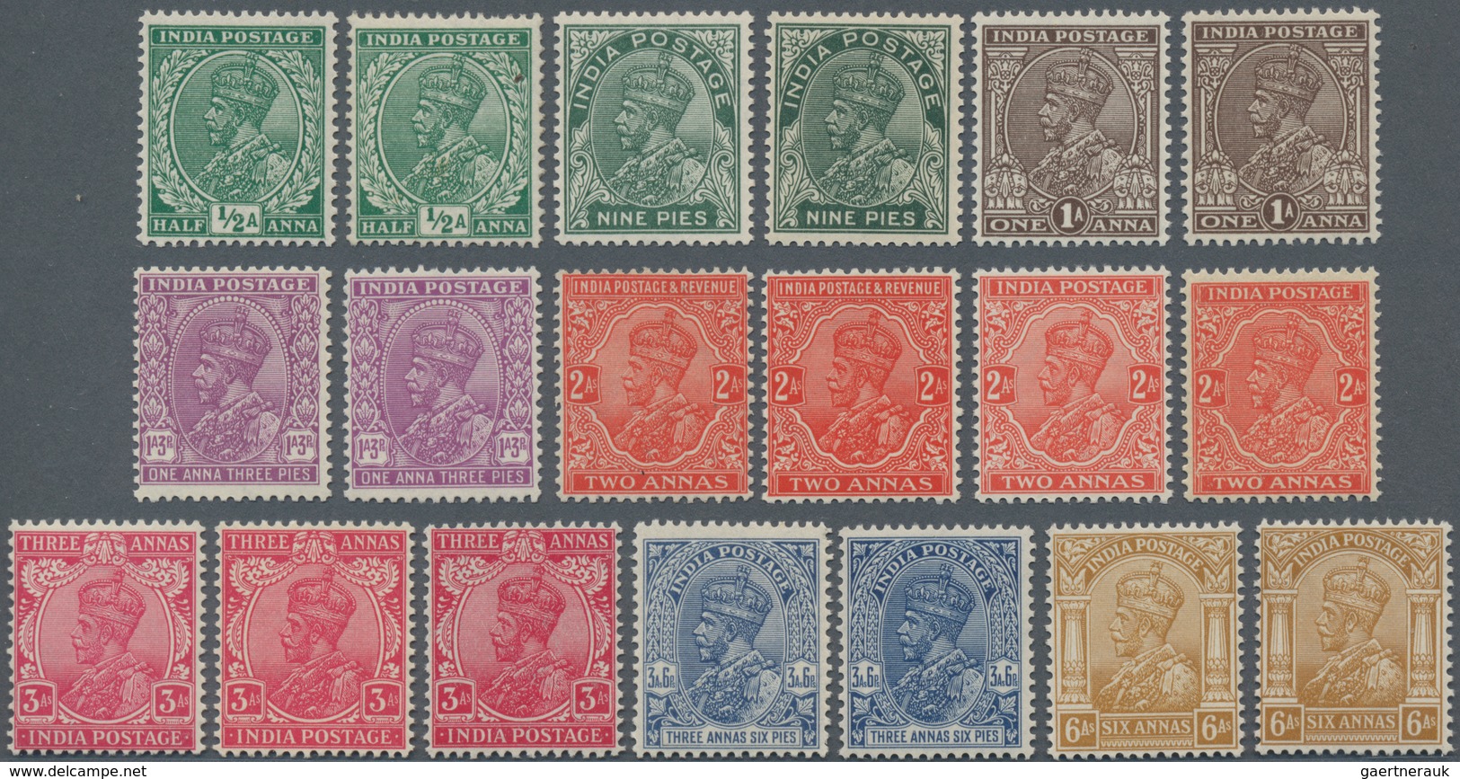 Indien: 1926-36, More Than Complete Sets Of KGV. Issues Showing Wmk Mult Star, Including Colour Shad - Other & Unclassified