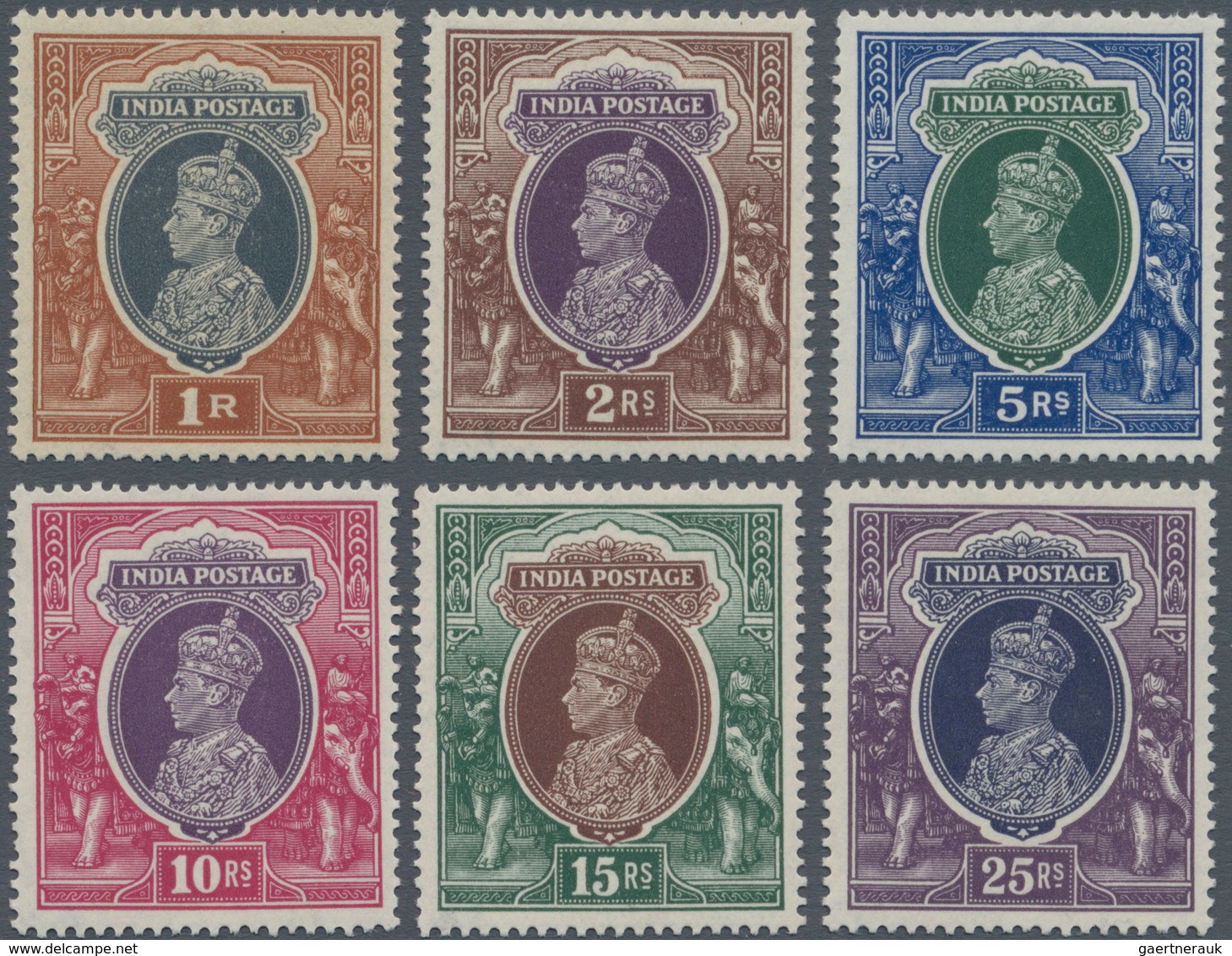 Indien: 1937-40 KGVI. Six Rupee Values (1r. To 25r.), Mint Never Hinged, A Small Signum On Back, Fre - Andere & Zonder Classificatie