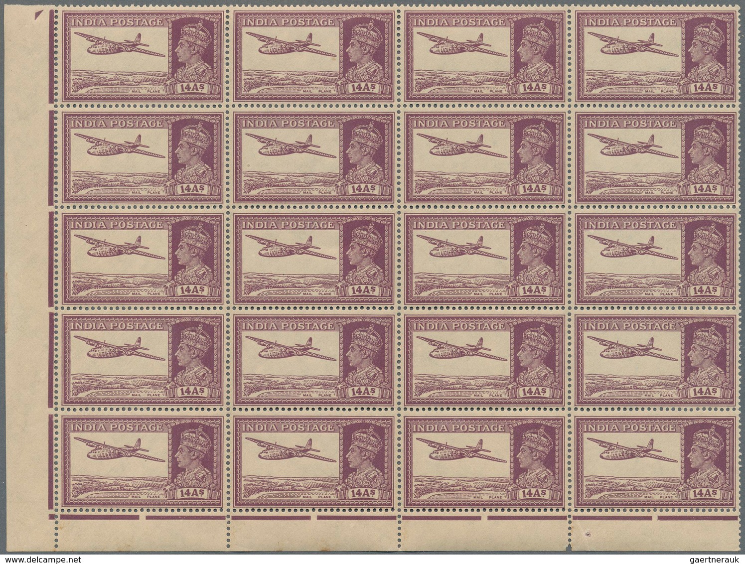 Indien: 1940-41, KGVI. 4a., 6a., 8a. And 12a. Each As Marginal Block Of 40, The 6a., 8a. And 12a. As - Sonstige & Ohne Zuordnung