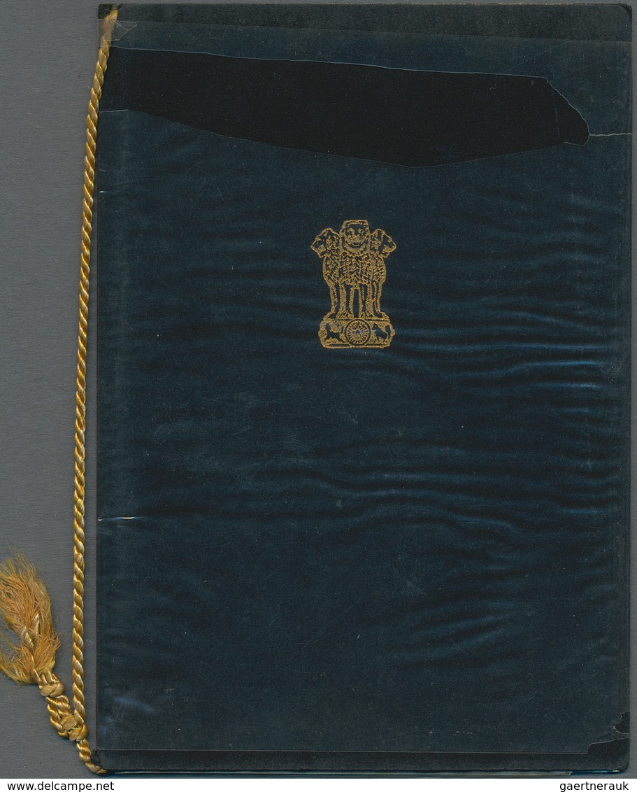 Indien: 1948 GANDHI Complete Set Of Four, Overprinted "SPECIMEN", Adhered To Gold Leaves Of Black Ve - Sonstige & Ohne Zuordnung