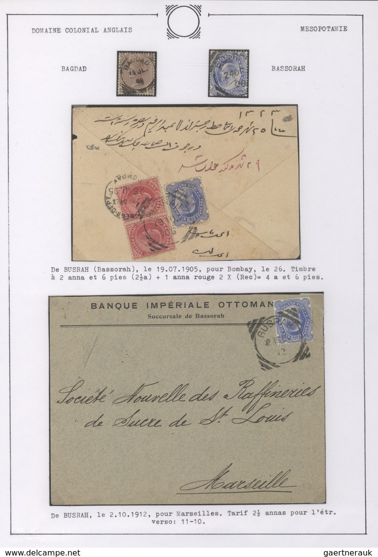 Indien - Used Abroad: IRAQ 1888/1912: Two Covers From BUSRAH To Bombay (1905) And Marseilles (1912), - Andere & Zonder Classificatie