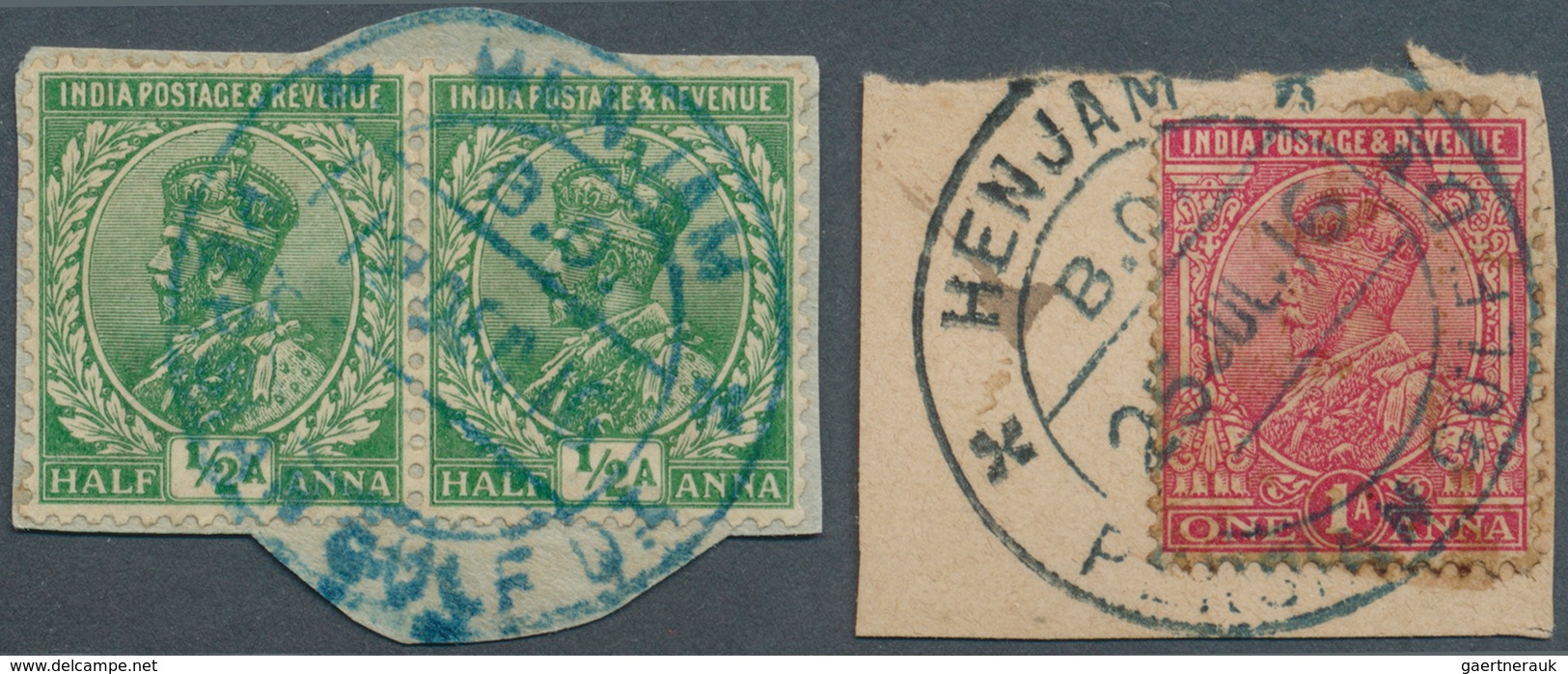 Indien - Used Abroad: JASK And HENJAM Island, 1916: KEVII 1/2d And KGV 1d (pair) Tied "JASK PERSIAN - Other & Unclassified