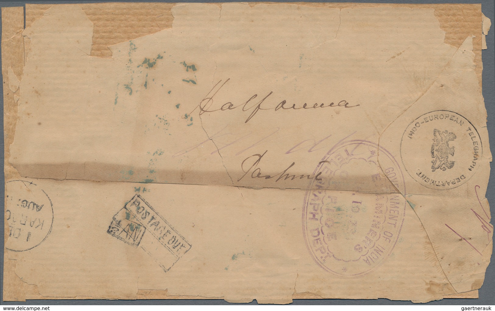 Indien - Used Abroad: OMAN-GUADUR 1874: Official "O.H.M.S." Envelope From The 'Indo-European Telegra - Sonstige & Ohne Zuordnung