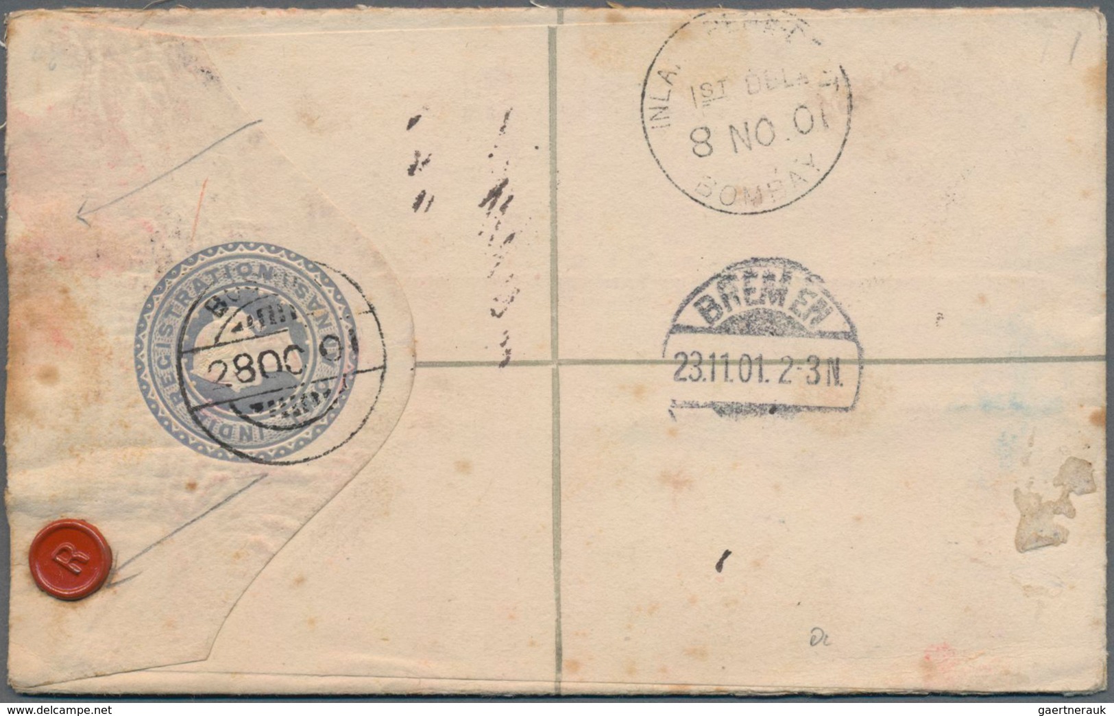 Indien - Used Abroad: PERSIA 1901: Indian Postal Stationery Registered Envelope 2a. Ultramarine Used - Sonstige & Ohne Zuordnung