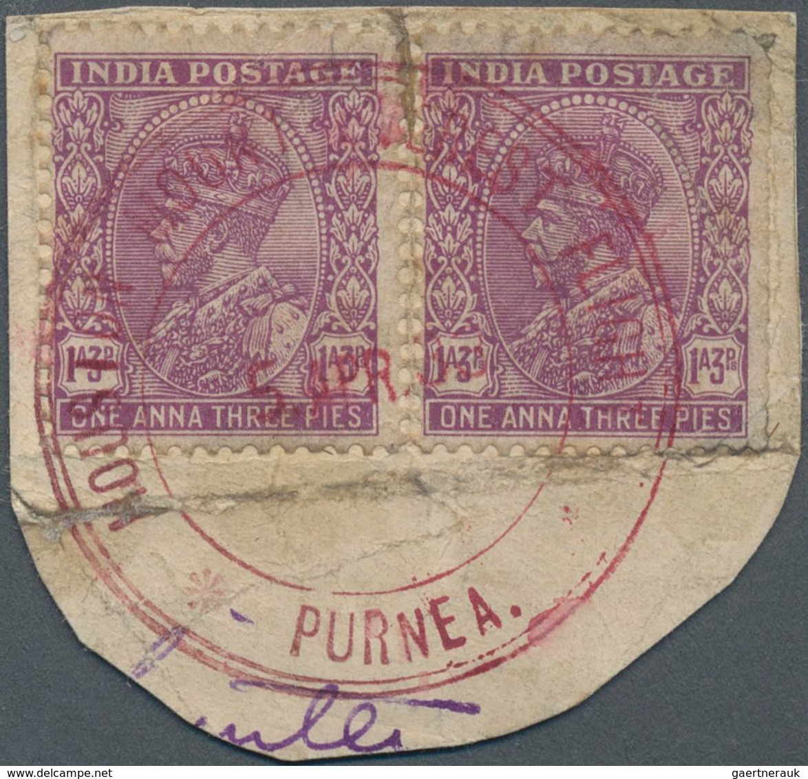 Indien - Flugpost: 1933 "HOUSTON MT. EVEREST FLIGHT-PURNEA/5 APR 33" Special Datestamp Tying Two Sin - Luchtpost