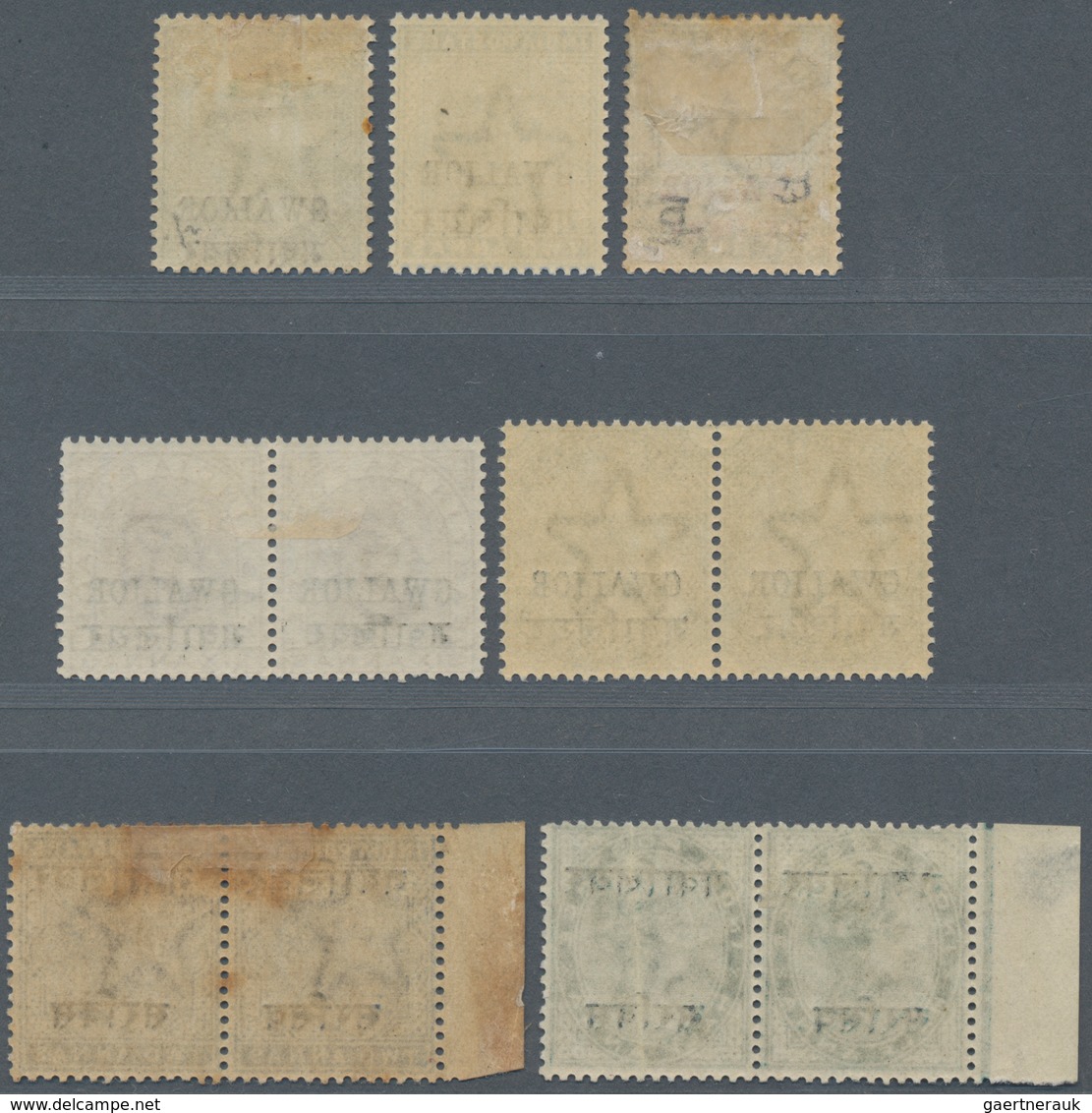 Indien - Konventionalstaaten: GWALIOR 1885-97 VARIETIES: Group Of 11 QV Stamps Showing Varieties, Wi - Andere & Zonder Classificatie