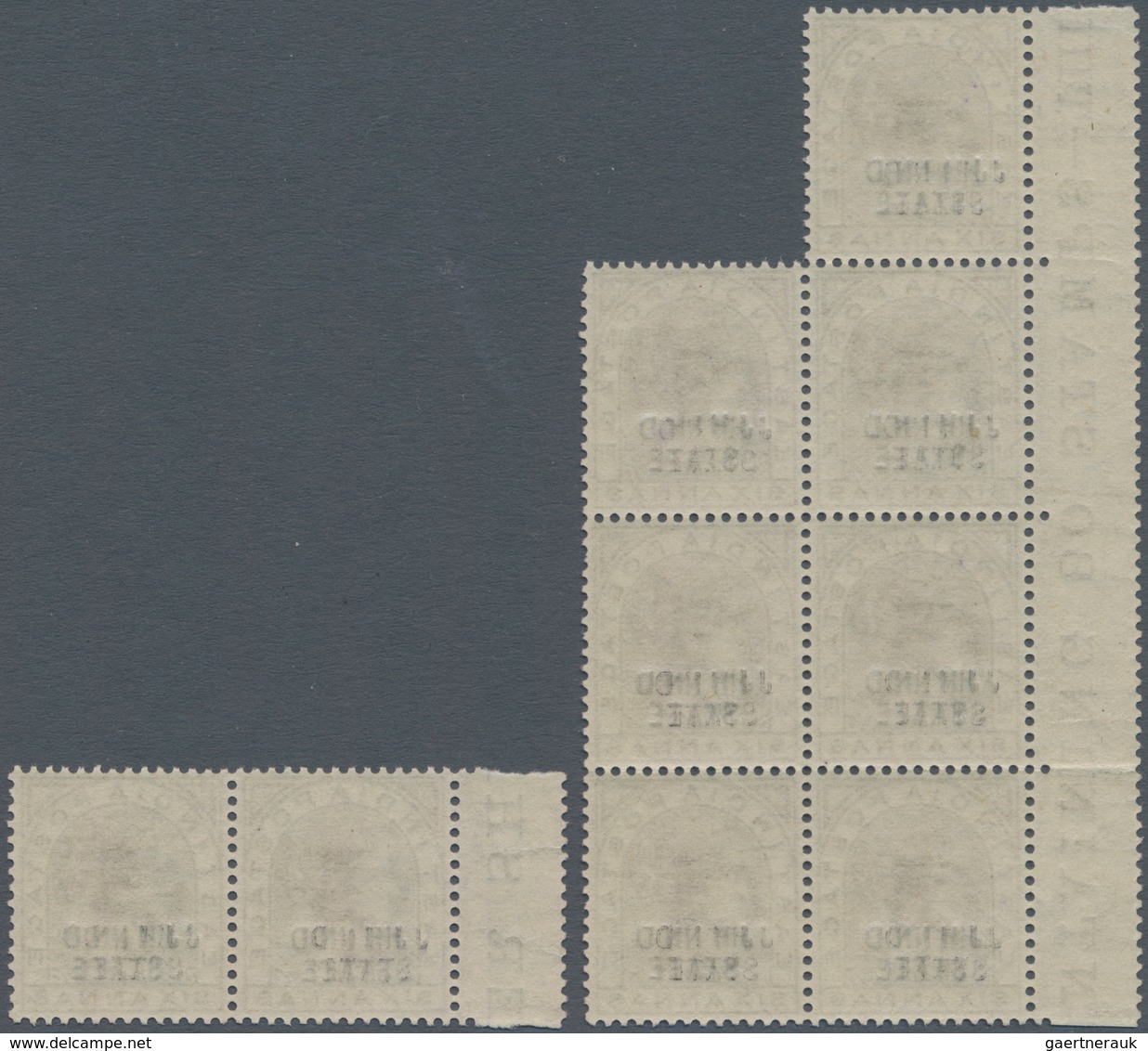 Indien - Konventionalstaaten: JIND 1886-99: QV 6a. Olive-bistre (gutter) Marginal Block Of 7 And Mar - Andere & Zonder Classificatie