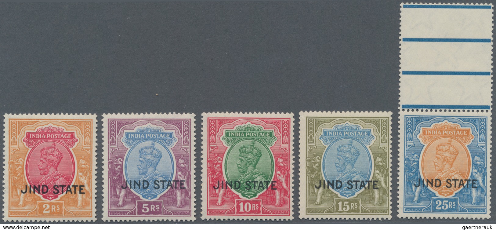 Indien - Konventionalstaaten: JIND 1927-37: KGV. Optd. "JIND STATE", Complete Set Except ½a. And 1a. - Andere & Zonder Classificatie