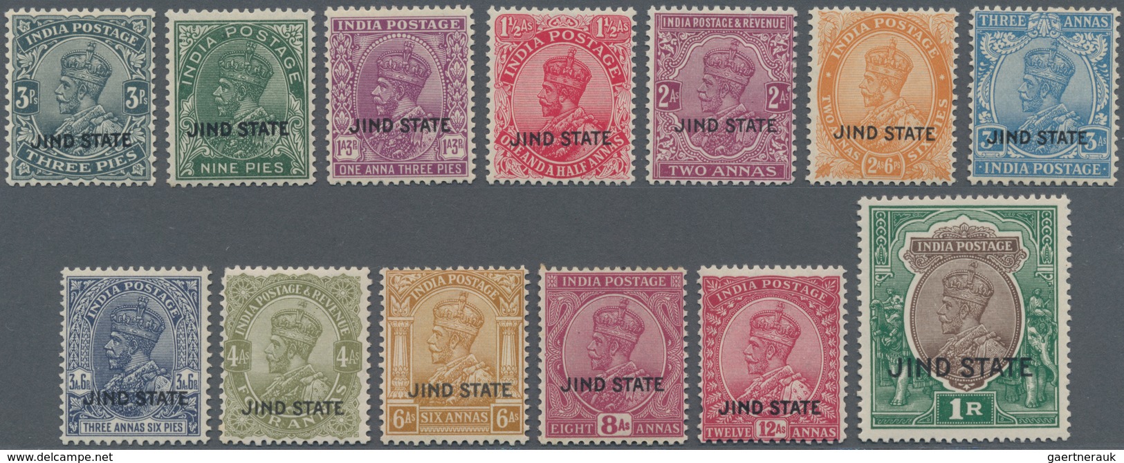 Indien - Konventionalstaaten: JIND 1927-37: KGV. Optd. "JIND STATE", Complete Set Except ½a. And 1a. - Andere & Zonder Classificatie