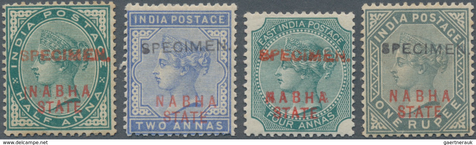 Indien - Konventionalstaaten: NABHA 1885-1900: Complete Set Of Four Optd. "NABHA/STATE" In Red, Addi - Andere & Zonder Classificatie