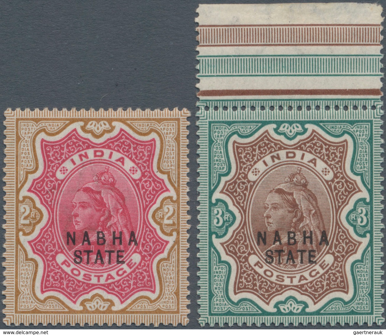 Indien - Konventionalstaaten: NABHA 1885-97: QV 2r. Carmine & Yellow Brown (mint With Hinge Marks) A - Andere & Zonder Classificatie