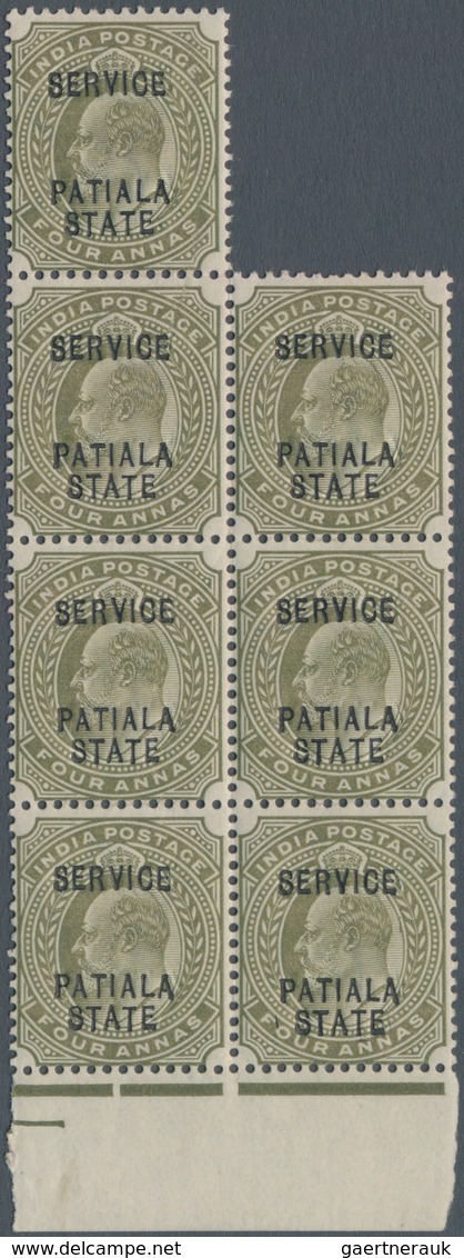 Indien - Konventionalstaaten: PATIALA-OFFICIAL 1903-10: KEVII. 4a. Vertical Bottom Marginal Block Of - Other & Unclassified