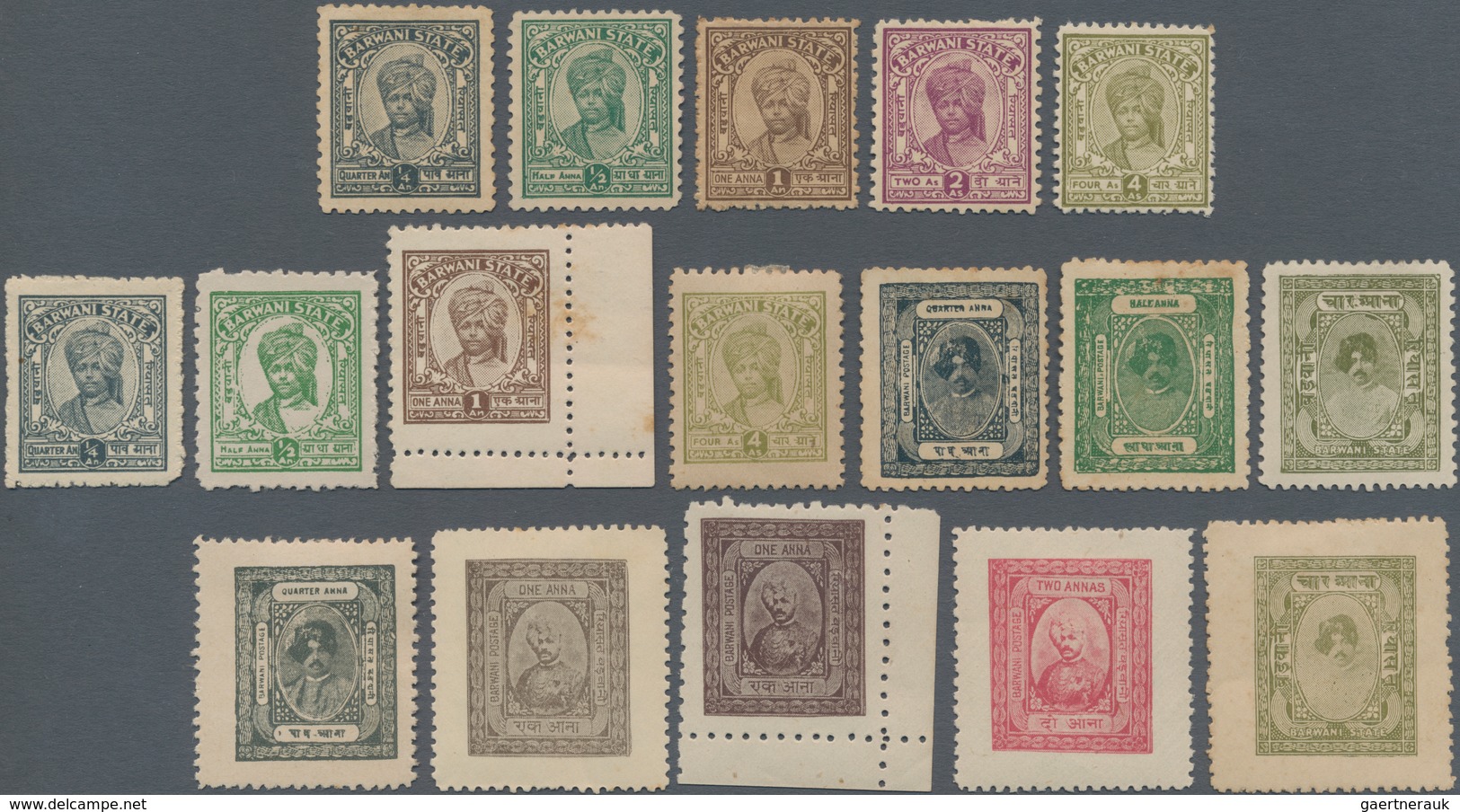 Indien - Feudalstaaten: BARWANI 1921-1947: Specialized Collection Of 38 Stamps, Unused/mint As Issue - Andere & Zonder Classificatie