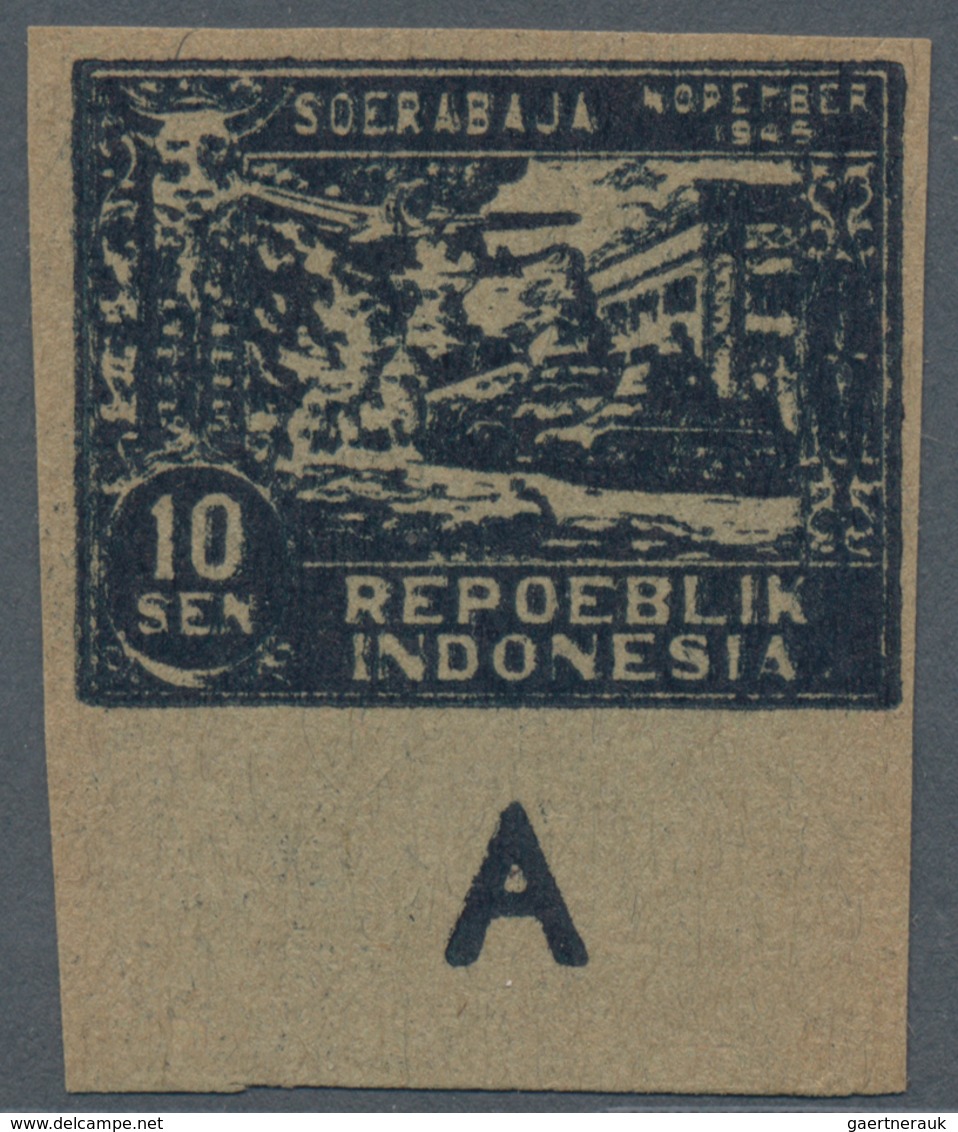 Indonesien - Vorläufer: Java, 1946, 10 S. Surabaya, Imperforated On Greenish Paper, A Bottom Imprint - Indonesië