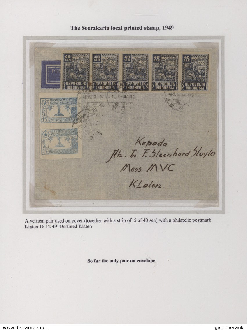Indonesien - Vorläufer: Java, 1949, Surakarta Raid, Local Stamp On Cover: 15 S. Blue, A Vertical Pai - Indonesien