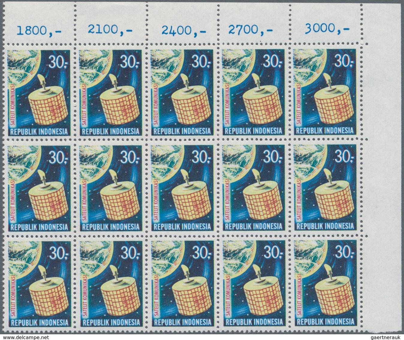 Indonesien: 1969, Satellite Communication 30r. With Wrong Coloured Background In BLUE Instead Of Vio - Indonésie