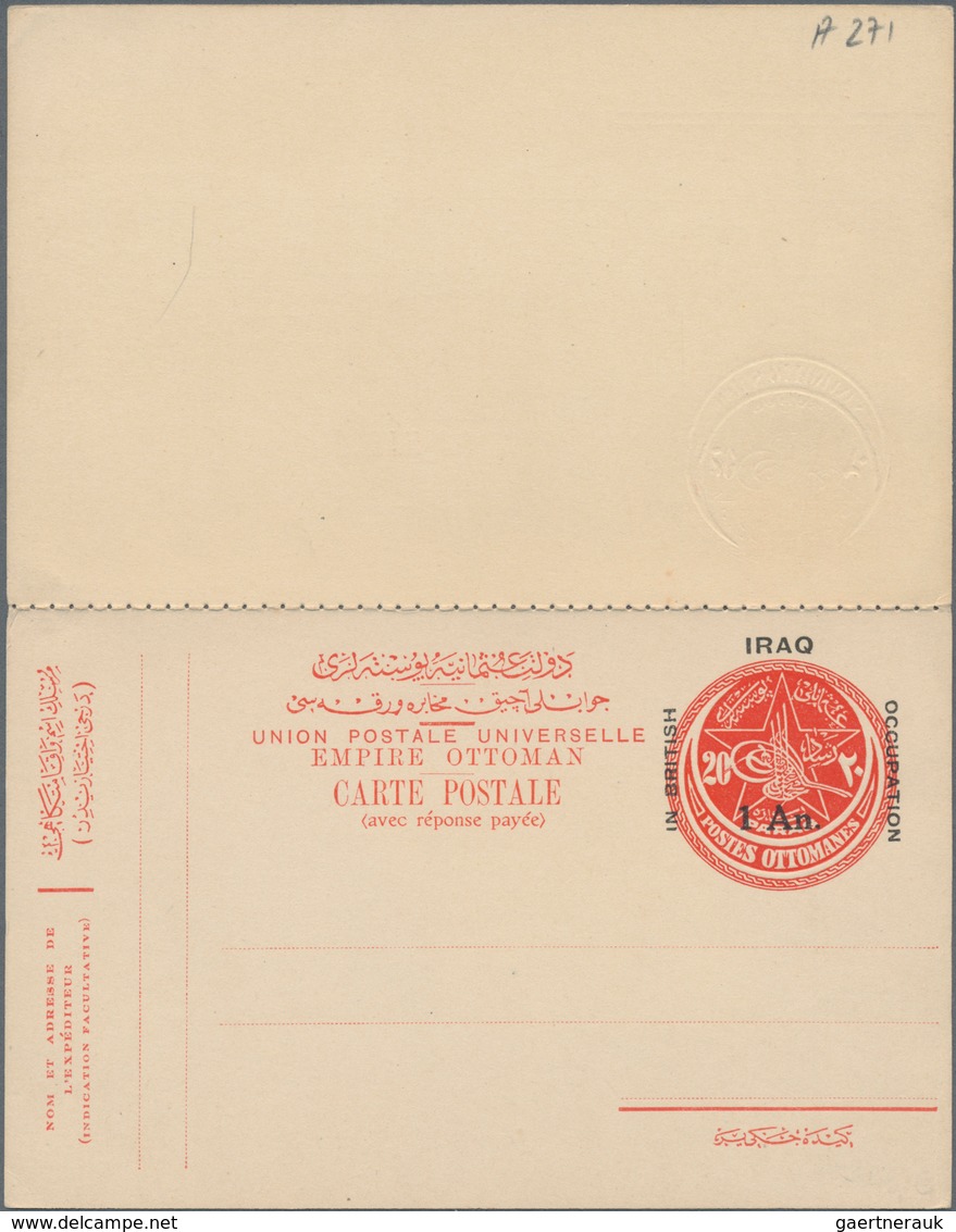 Irak: 1919, Three Mint Postal Stationerys, 1 An. On 20 Para Envelope, 1 An. On 20 Para + 1 An. On 20 - Irak