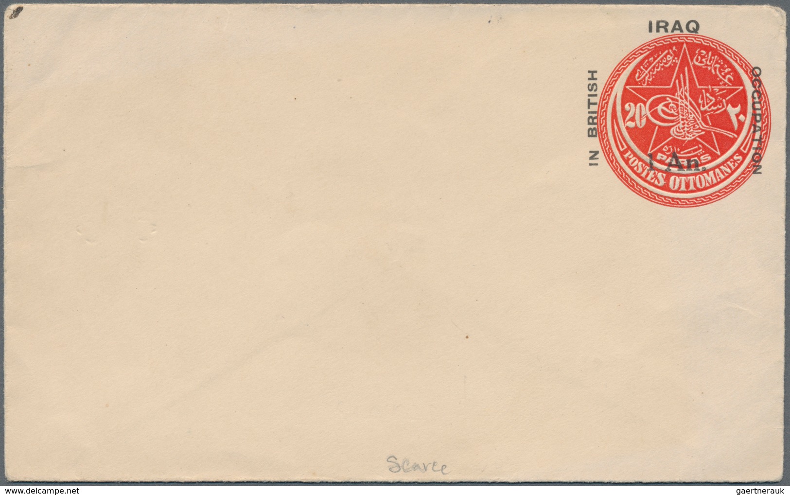 Irak: 1919, Three Mint Postal Stationerys, 1 An. On 20 Para Envelope, 1 An. On 20 Para + 1 An. On 20 - Irak