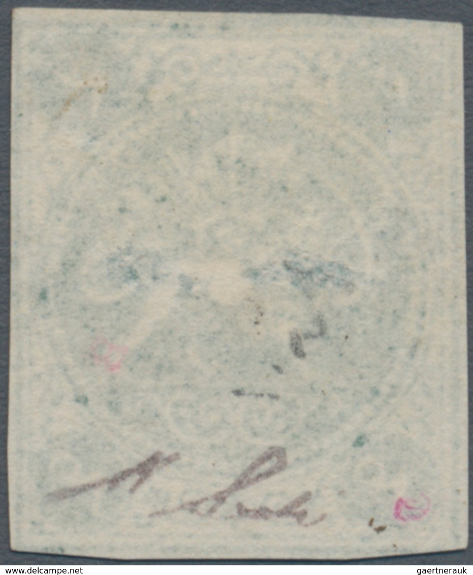 Iran: 1870, Baqeri Issue, 4ch. Bluish Green, Type II On Thick Wove Paper, Touched To Narrow Margins, - Iran