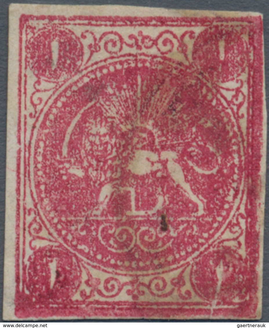 Iran: 1876, Lion Issue, 1kr. Carmine, Type D On Laid Paper, Fresh Colour, Touched To Full Margins, T - Iran